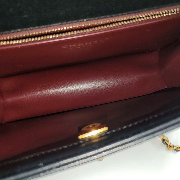 Quilted Grained Calfskin Shoulder Bag Black