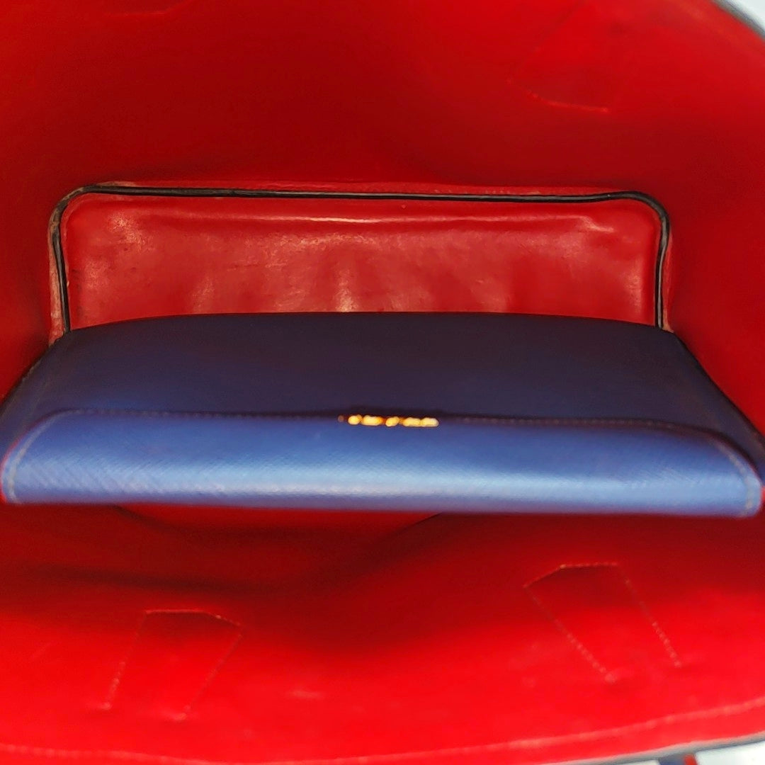 Double Large Saffiano Calfskin Blue