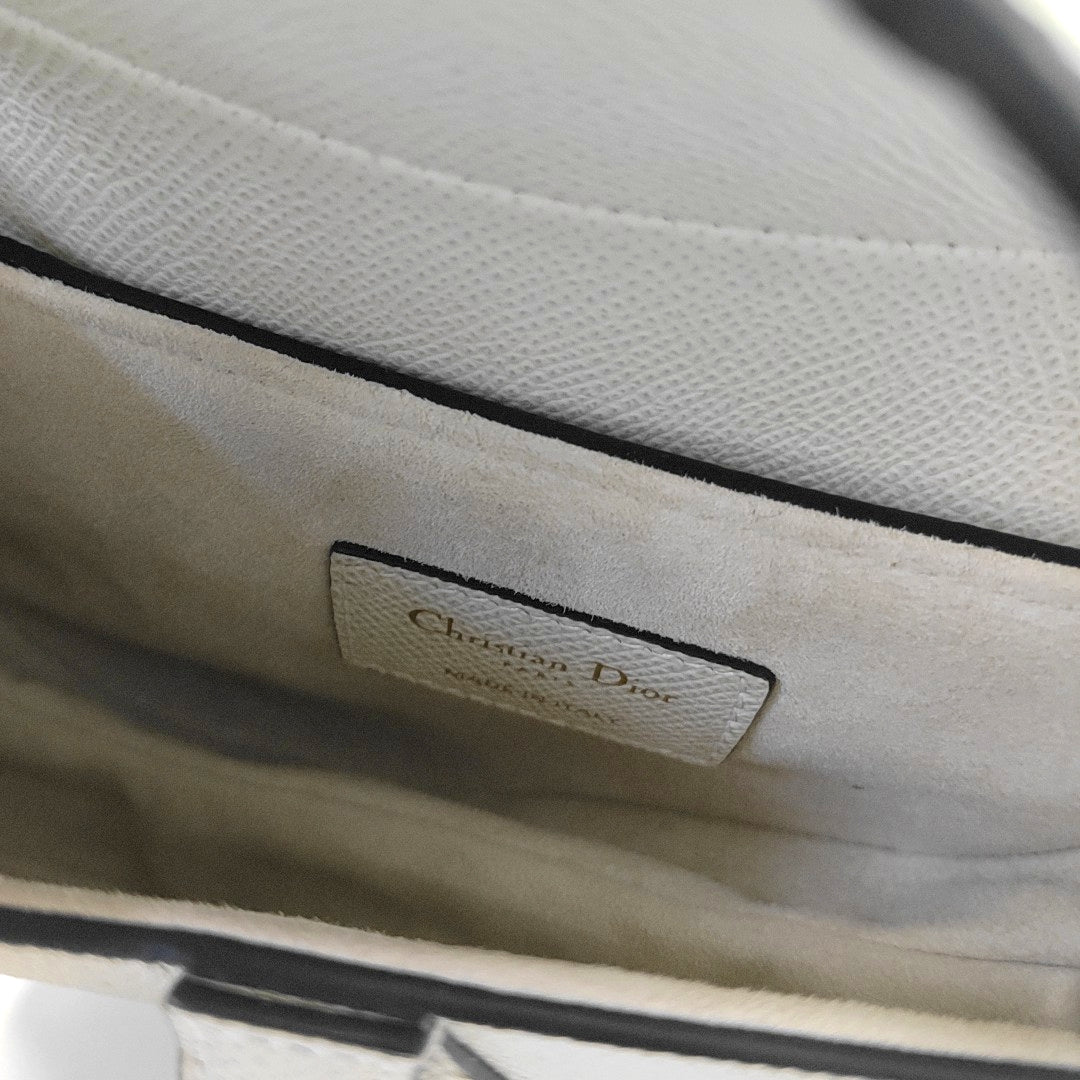 Authenticated pre-owned  Saddle Mini Calfskin White - Top Handle Bag at Looply
