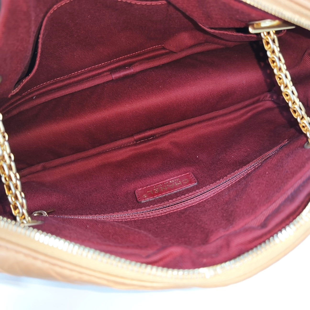 Quilted Calfskin Shoulder Bag Beige