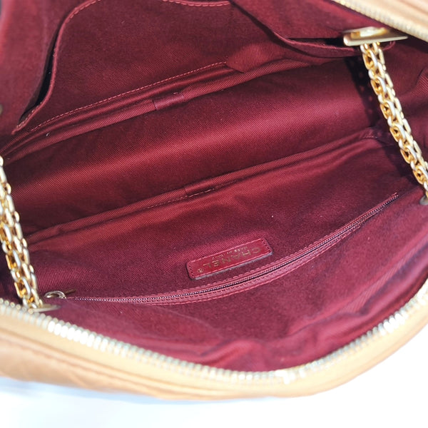 Quilted Calfskin Shoulder Bag Beige