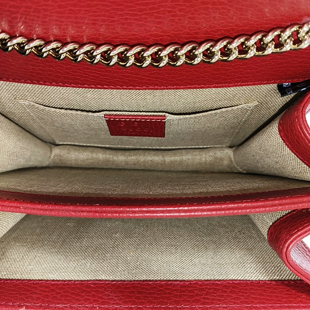 Interlocking G Small Calfskin Red