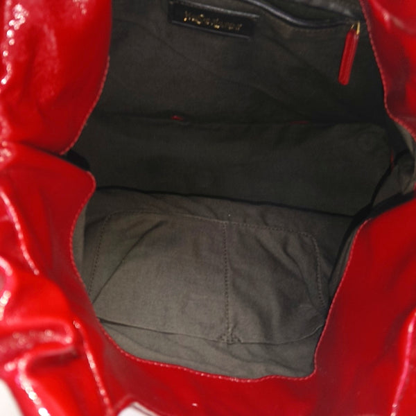 Quilted Patent Leather Tote Bag Red
