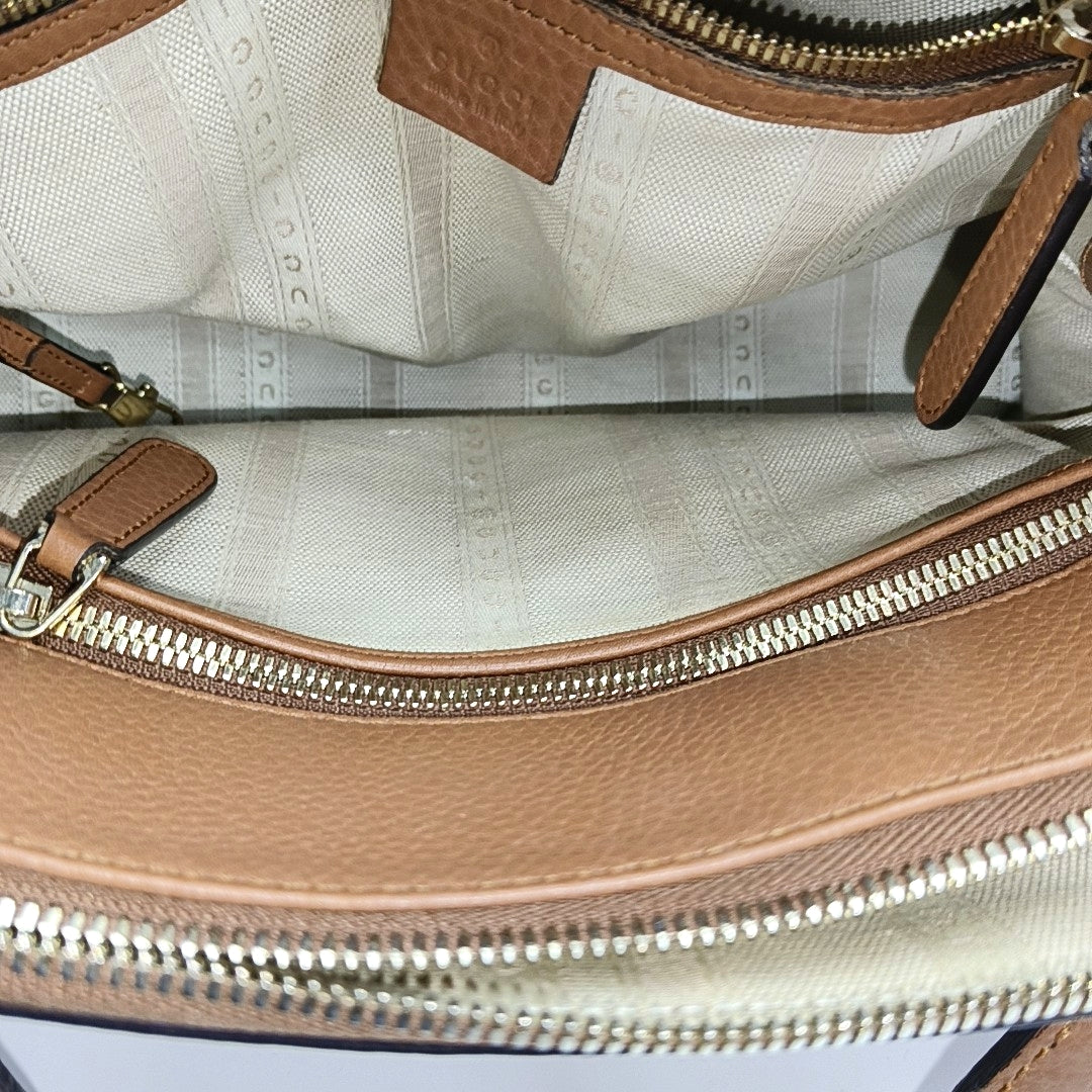 Calfskin Top Handle Bag Brown