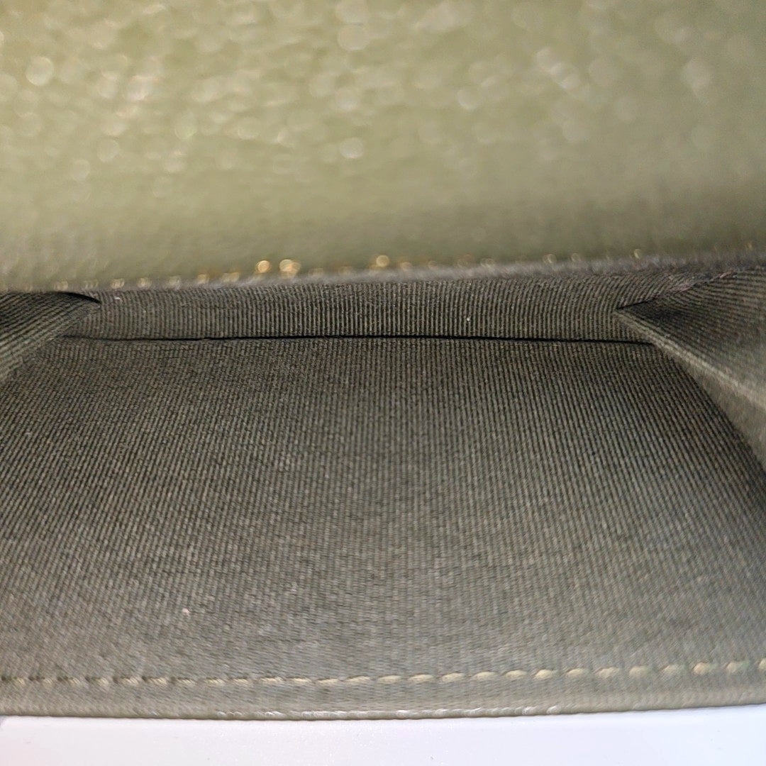 Quilted Grained Calfskin Wallet Green