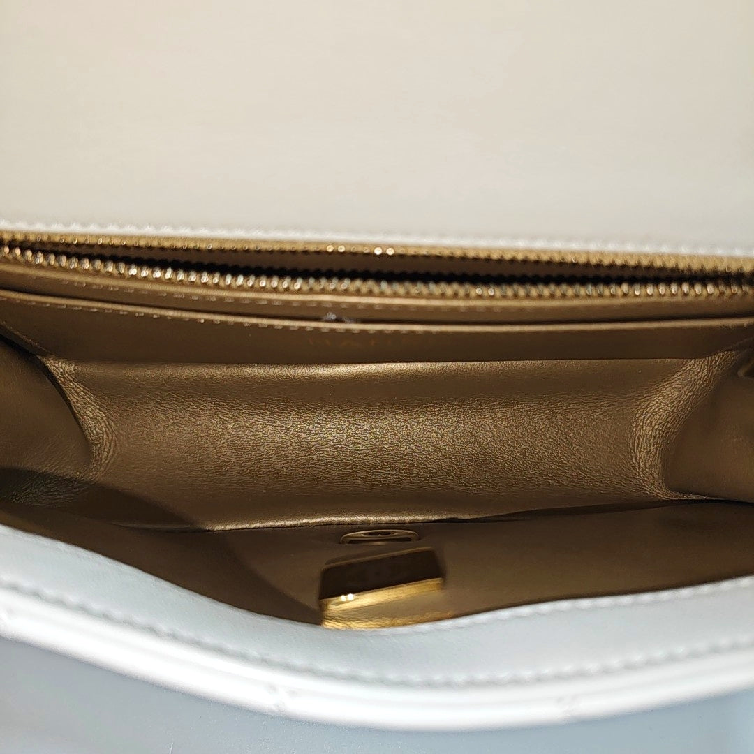 Quilted Lambskin Shoulder Bag White