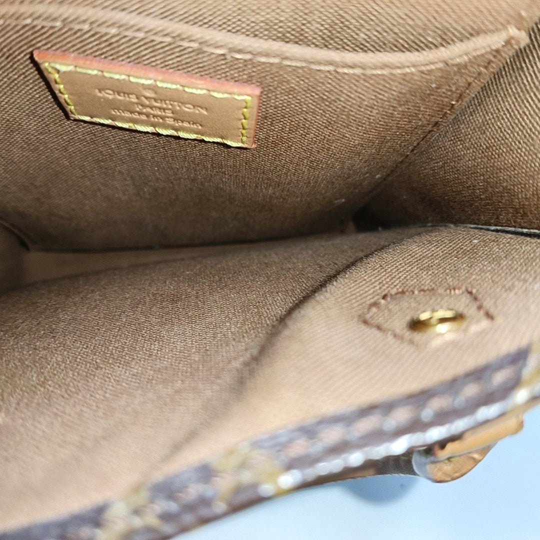 SAC PLAT Mini Monogram Coated Canvas Brown