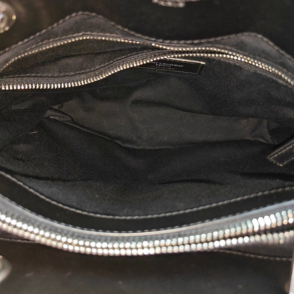 Chevron Leather Tote Bag Black