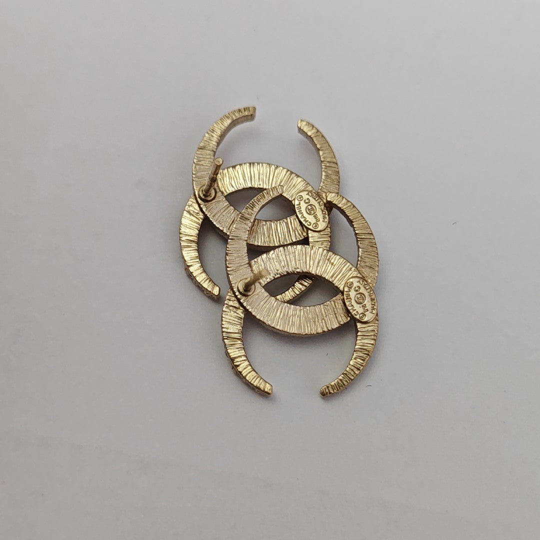 CC Logo Metal Gold Stud Earrings