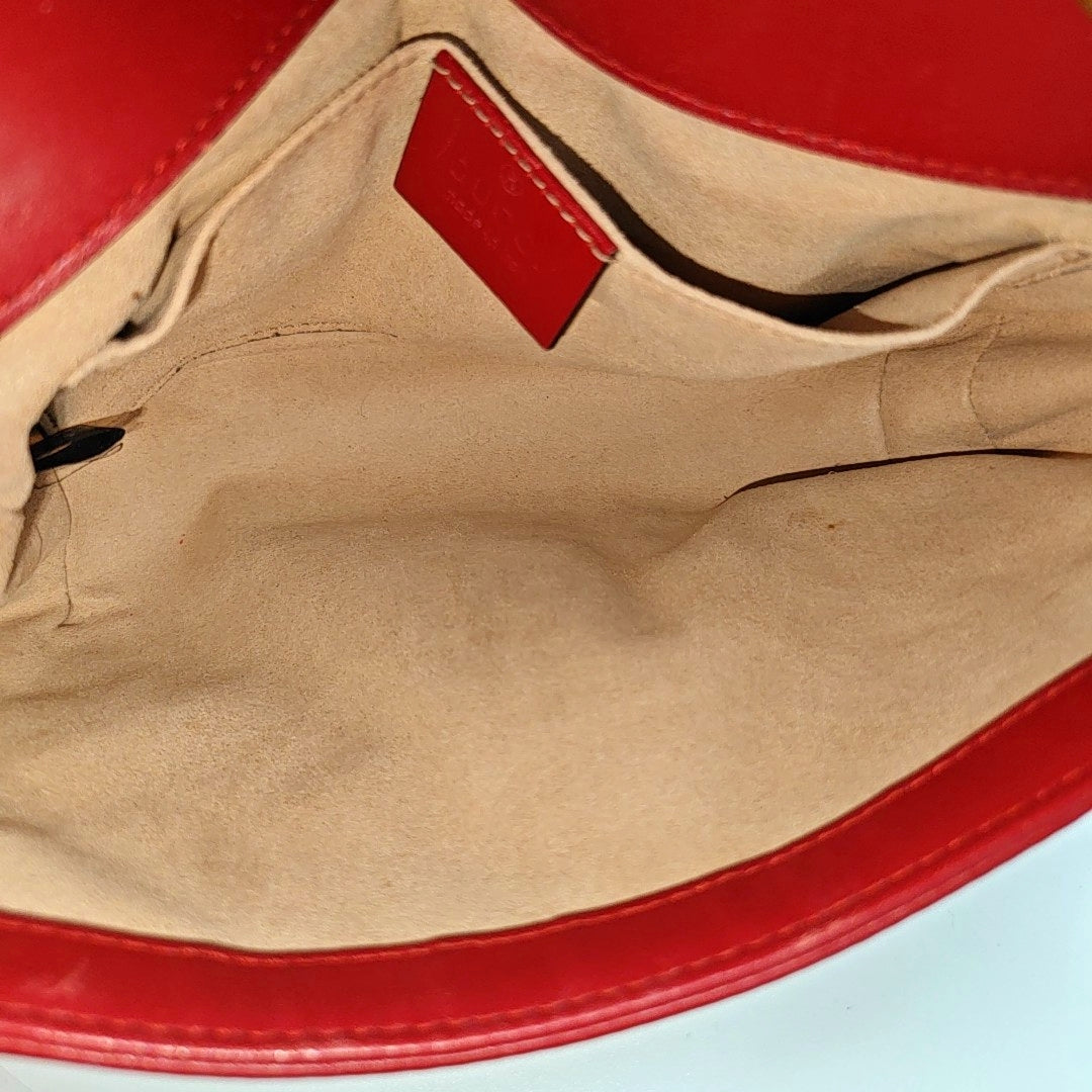 GG Marmont Small Quilted Calfskin Red
