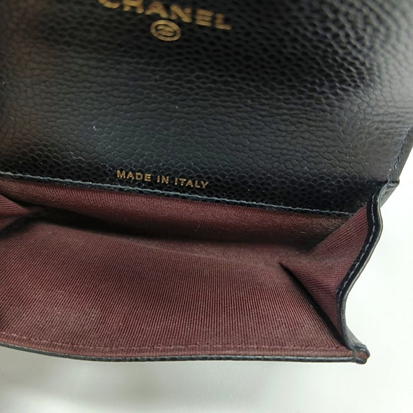 CLASSIC FLAP Quilted Grained Calfskin Black Card Holder