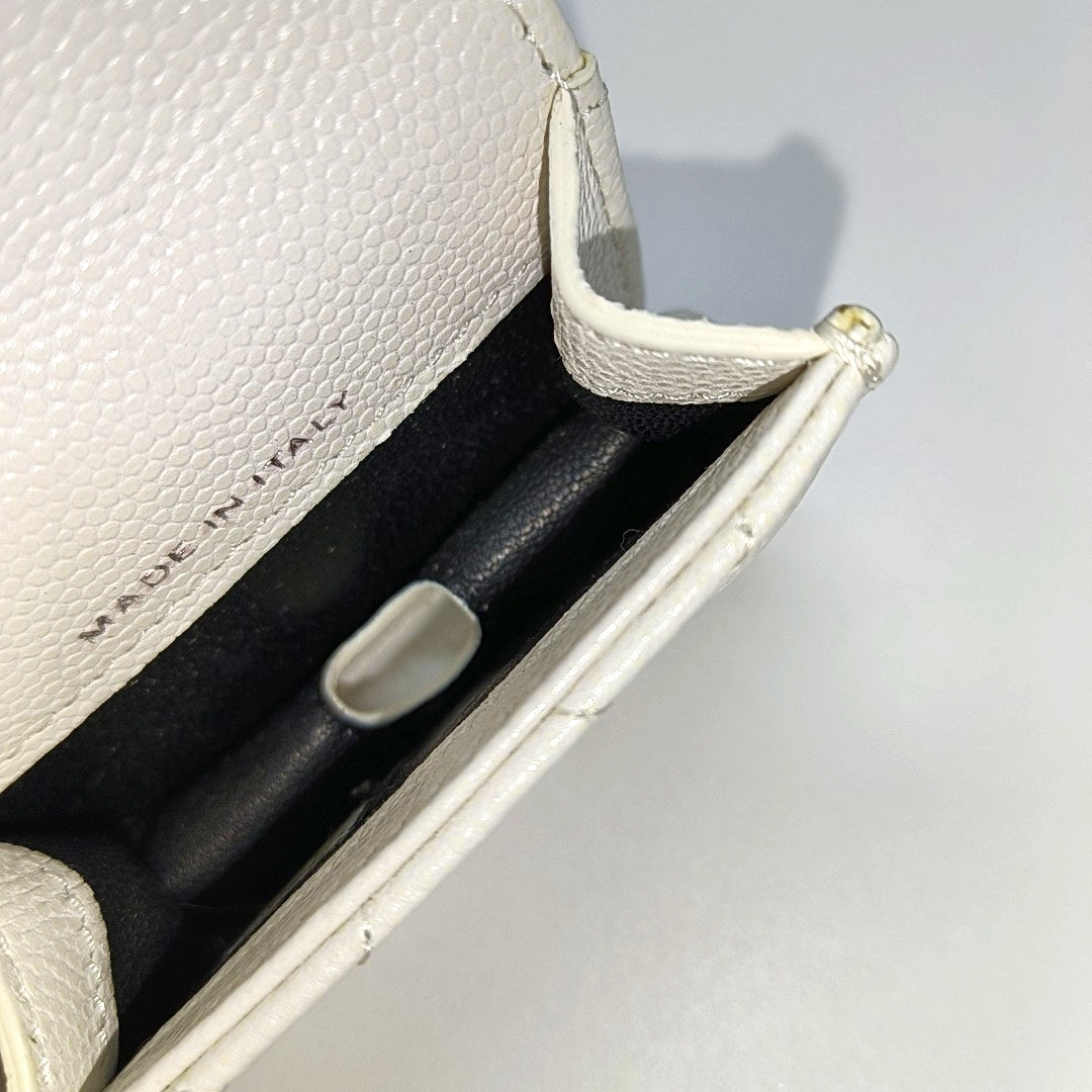 Quilted Grained Calfskin Belt Bag White