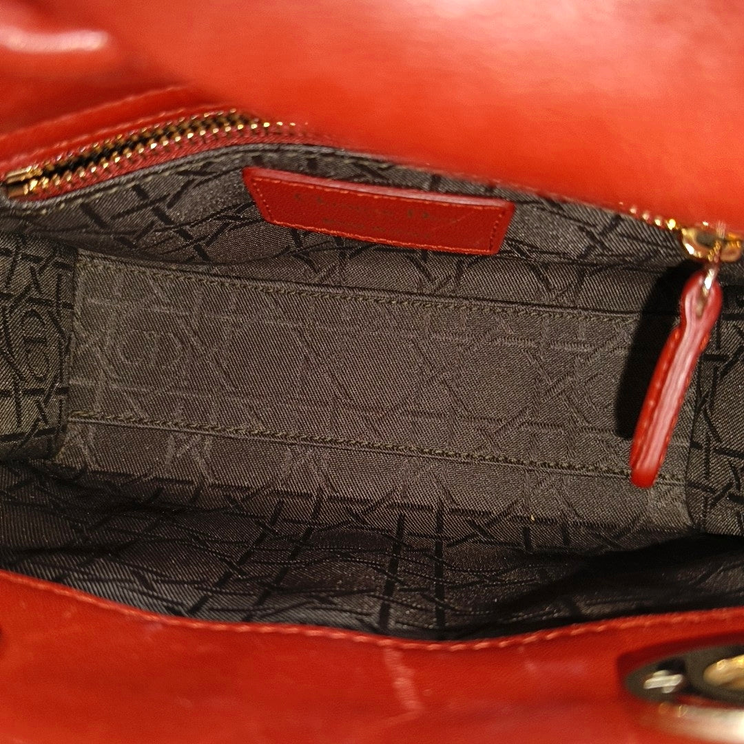 Lady Dior Mini Cannage Lambskin Red