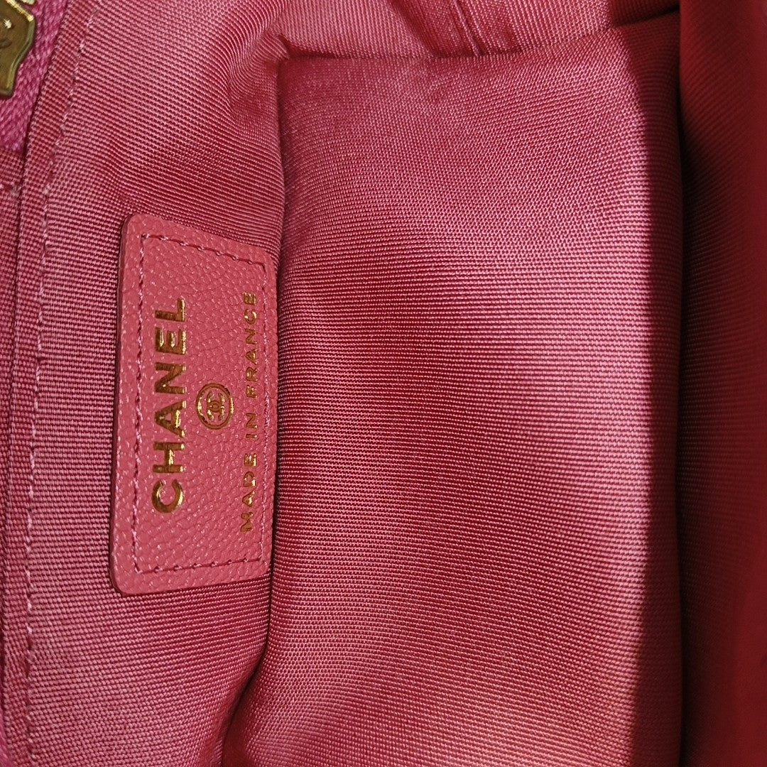 Quilted Grained Calfskin Shoulder Bag Small Red