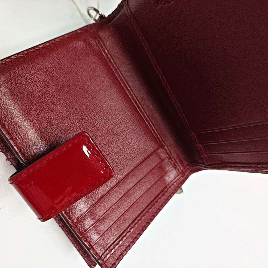 Lady Dior Cannage Patent Leather Red Wallet