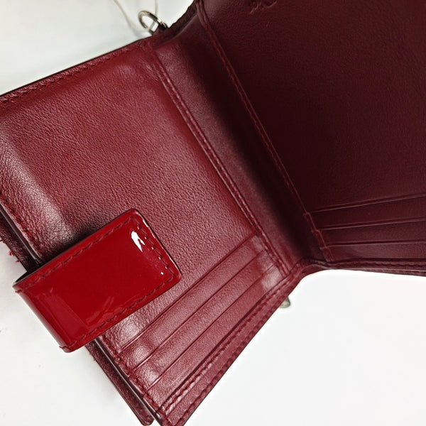 Lady Dior Cannage Patent Leather Red Wallet