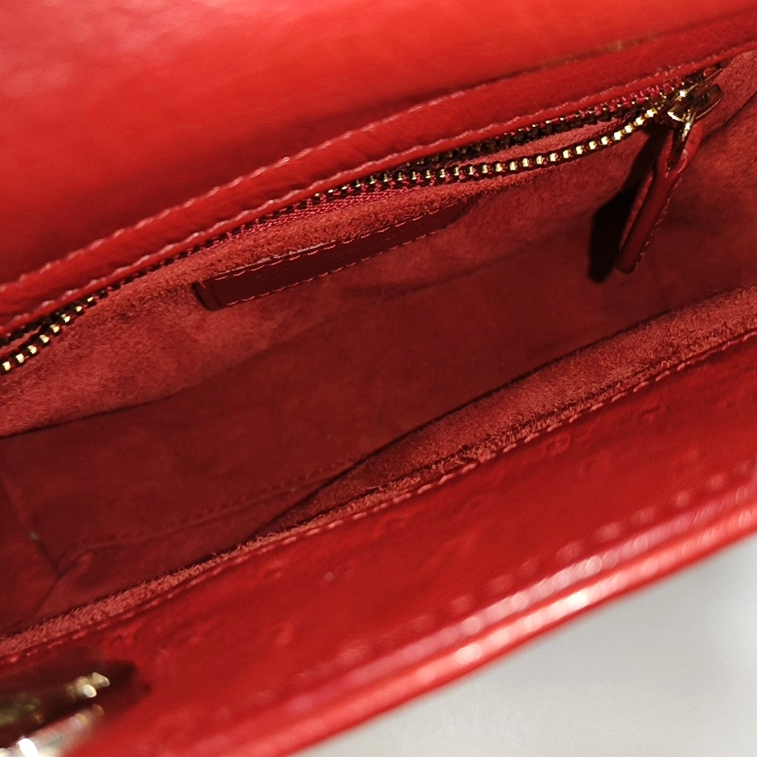 Lady Dior Mini Ostrich Red