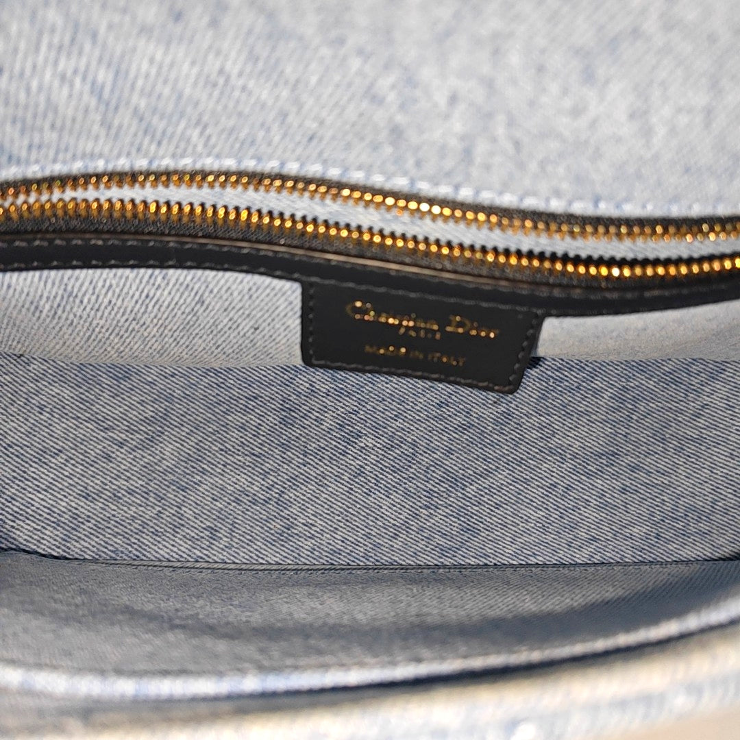 Dior Caro Medium Quilted Denim Blue