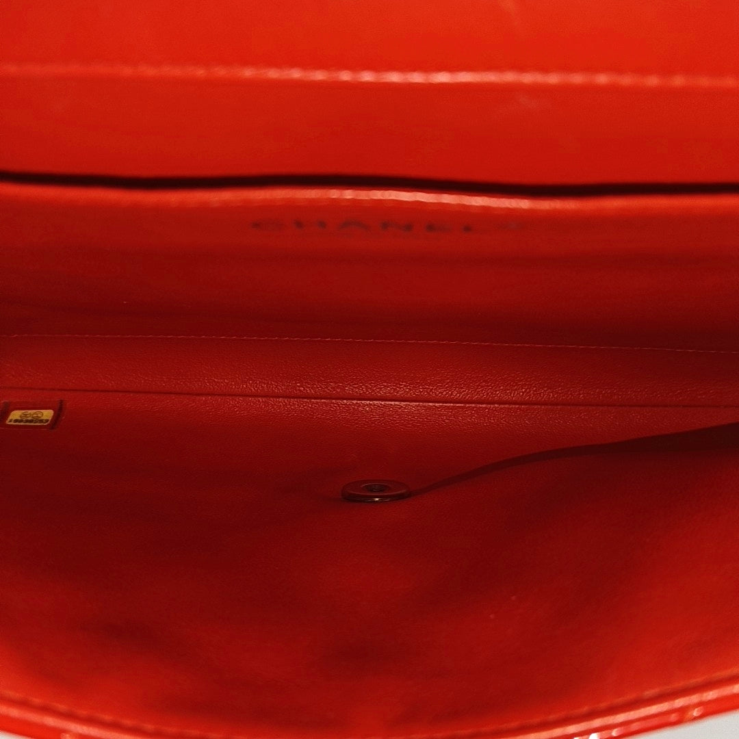 Quilted Patent Calfskin Shoulder Bag Red