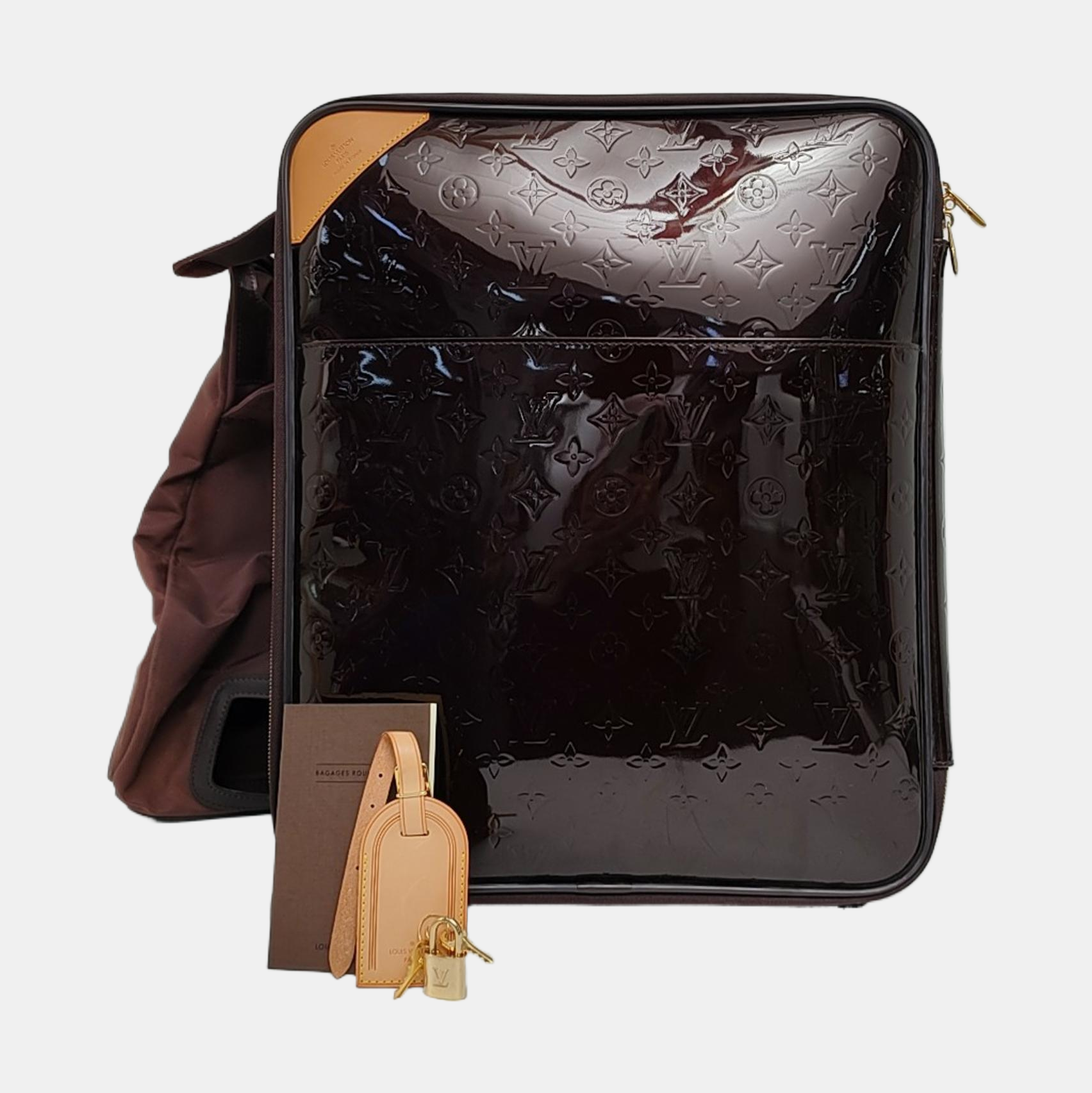 Authenticated pre-owned  PEGASE 45 Patent Leather Burgundy - Luggage at Looply