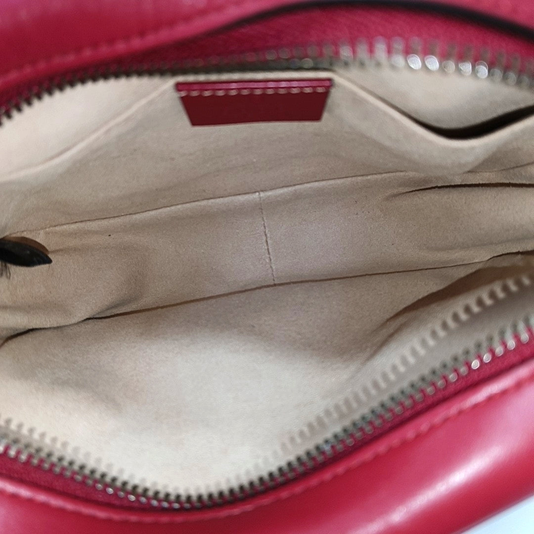 GG Marmont Super Mini Quilted Calfskin Red