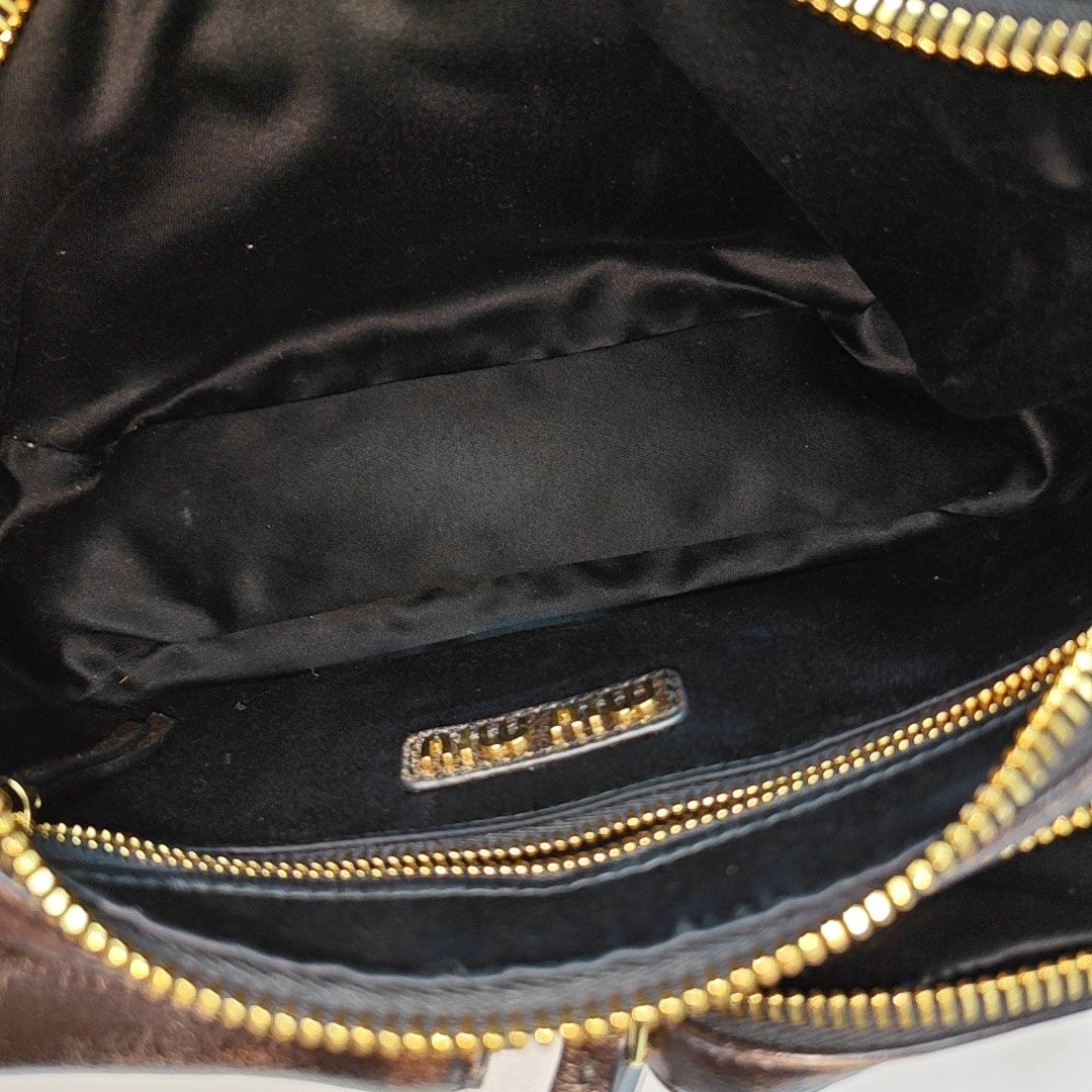 Lambskin Top Handle Bag Brown