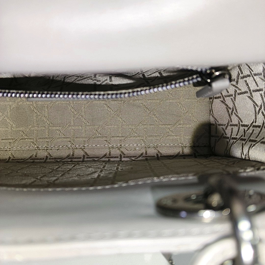 Lady Dior Small Cannage Lambskin Gray