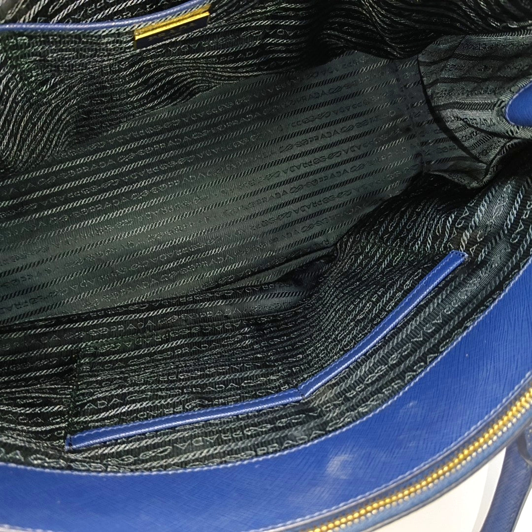Galleria Large Saffiano Calfskin Blue