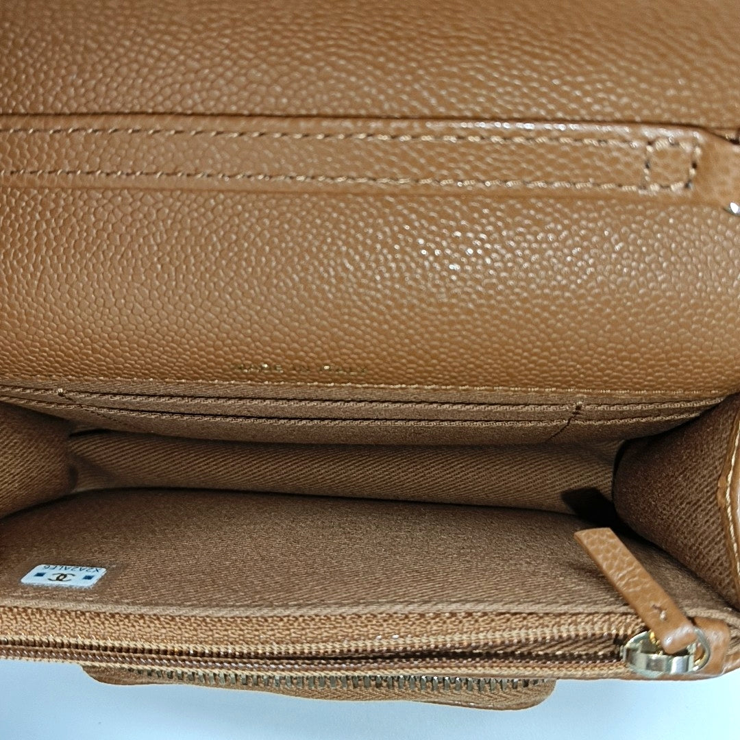 BUSINESS AFFINITY Quilted Grained Calfskin Brown