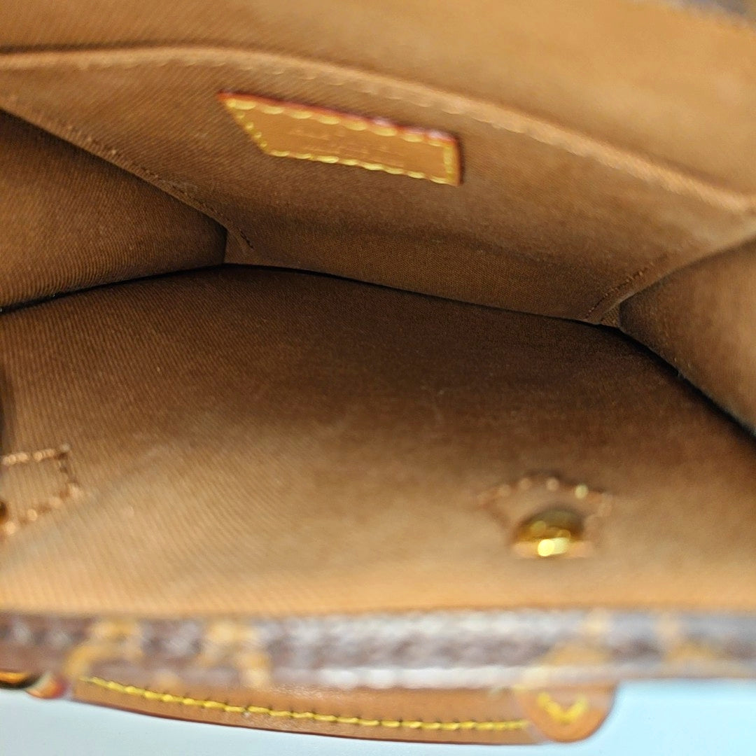 SAC PLAT Mini Monogram Coated Canvas Brown