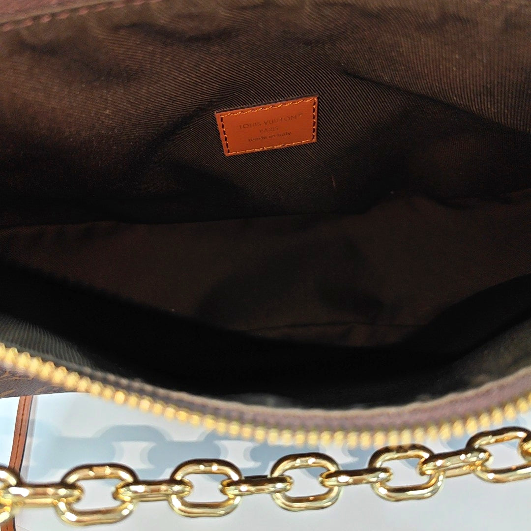 LOOP HOBO Monogram Coated Canvas Brown