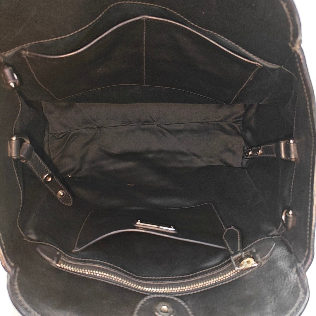 Calfskin Top Handle Bag Black