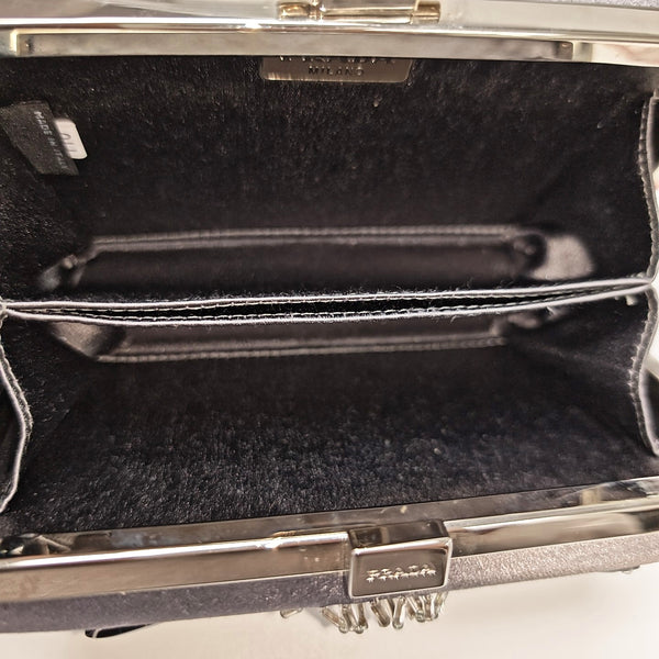 Silk Satin Top Handle Bag Gray