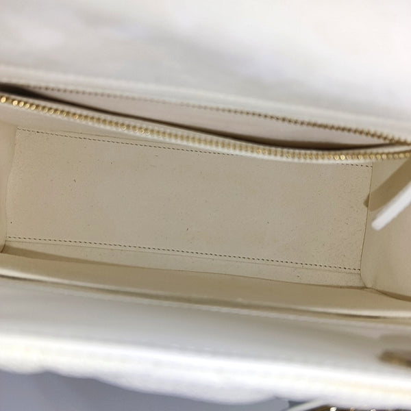 Authenticated pre-owned  Lady D-Lite Medium Cannage Fabric White - Shoulder Bag at Looply