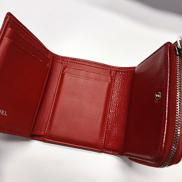 Quilted Grained Calfskin Wallet Red