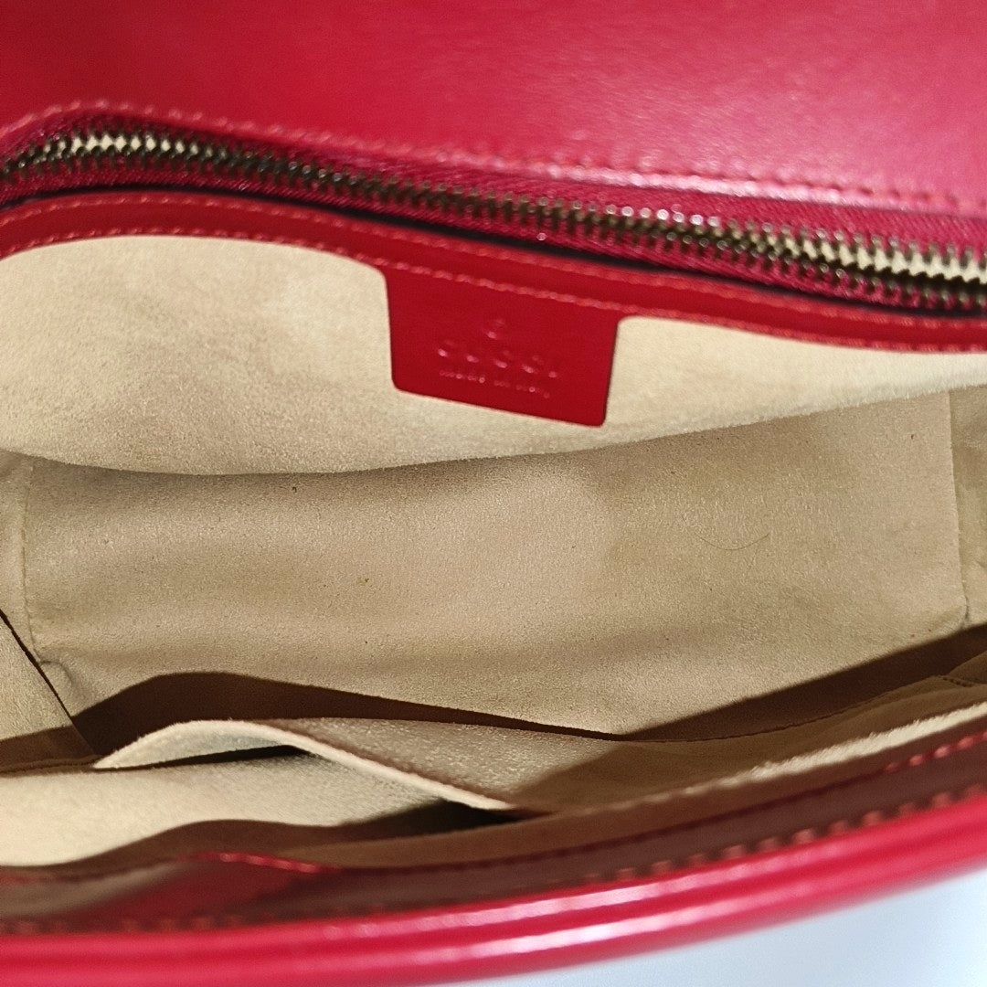 GG Marmont Small Quilted Calfskin Red