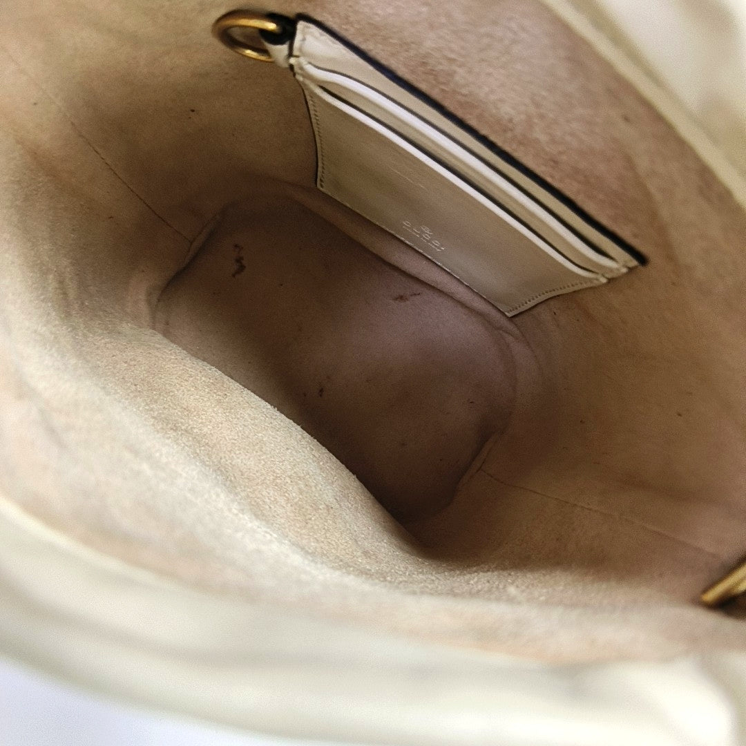Authenticated pre-owned  GG Marmont Mini Quilted Calfskin White - Bucket Bag at Looply