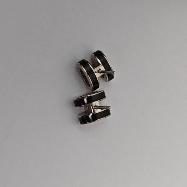 Pop H Metal Black Stud Earrings