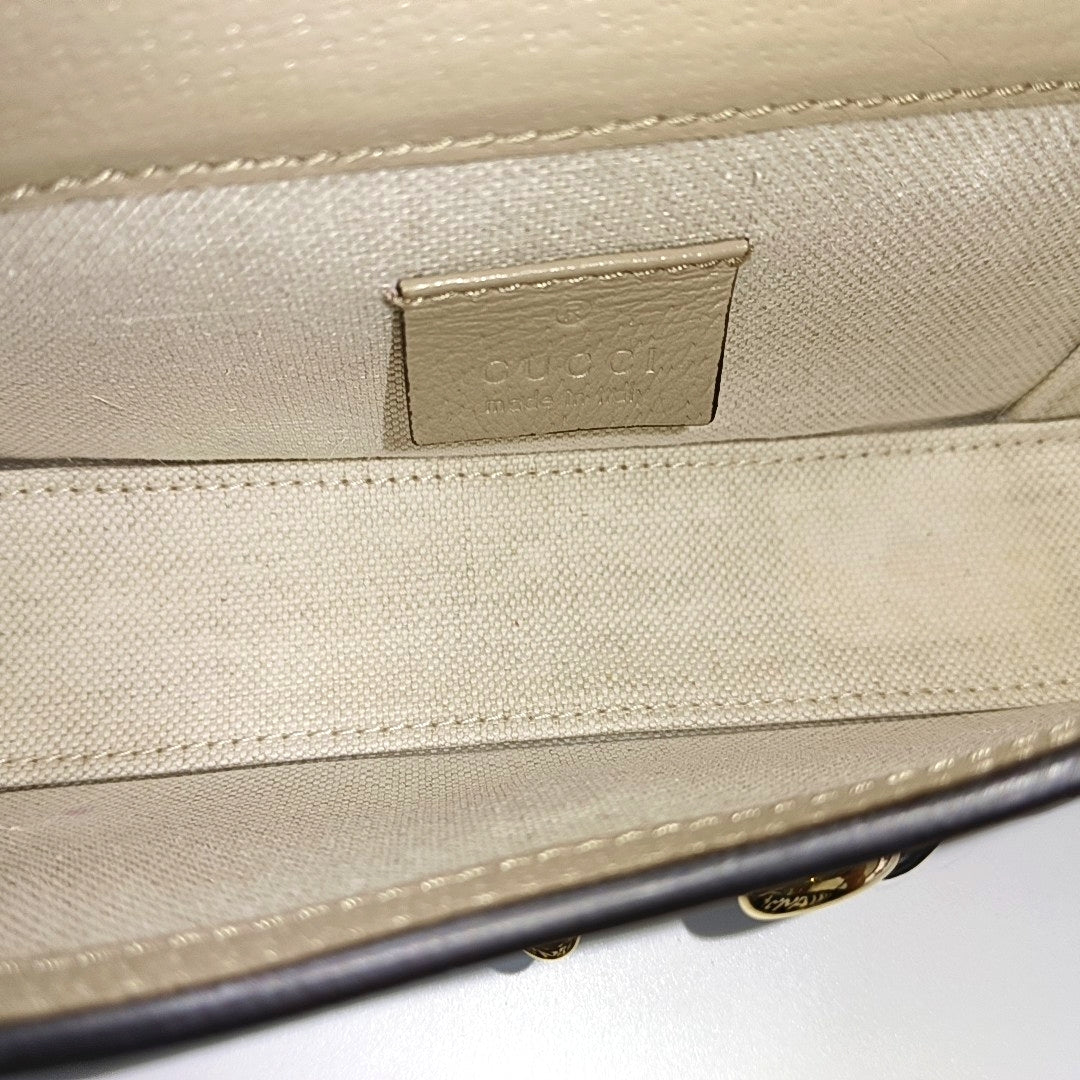 Authenticated pre-owned  Horsebit 1955 Mini Monogram Coated Canvas White - Shoulder Bag at Looply