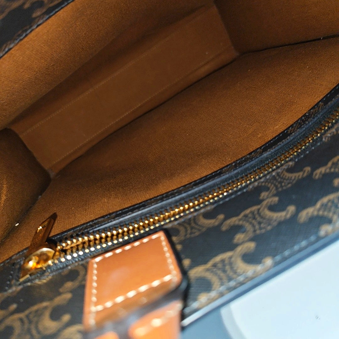 CABAS CELINE Small Coated Canvas Brown