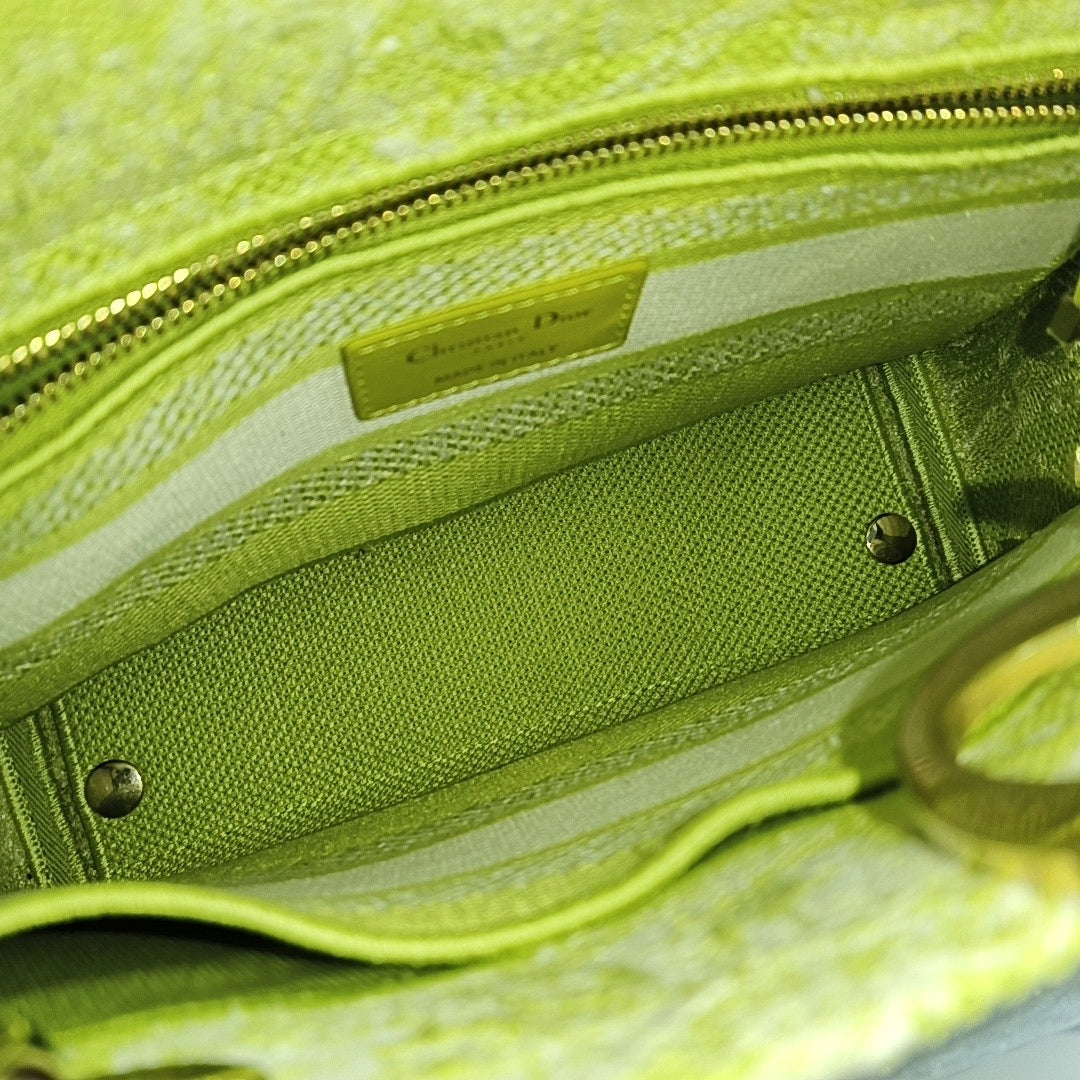 Authenticated pre-owned  Lady D-Lite Medium Fabric Green - Tote Bag at Looply