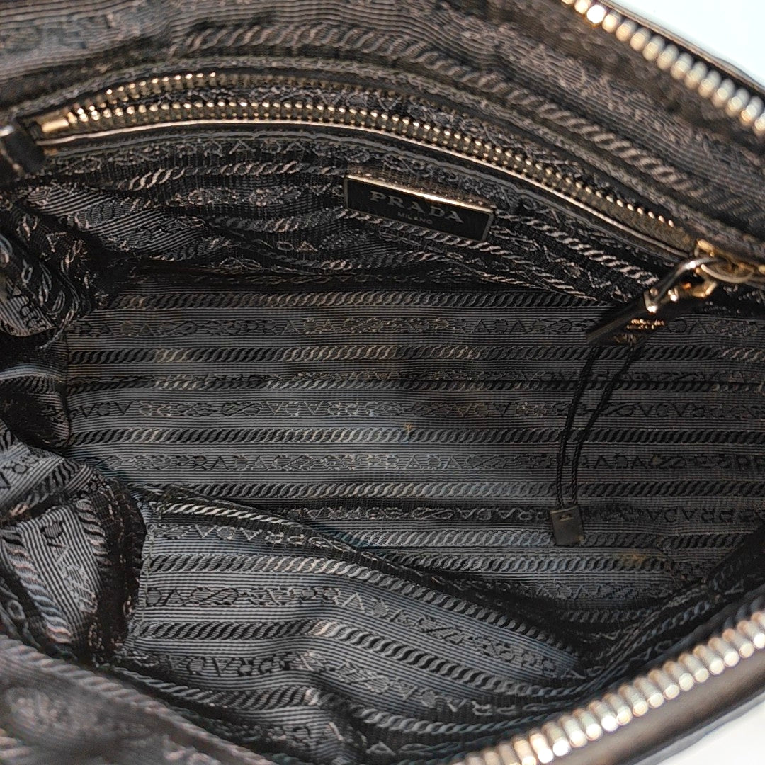Quilted Nylon Shoulder Bag Black