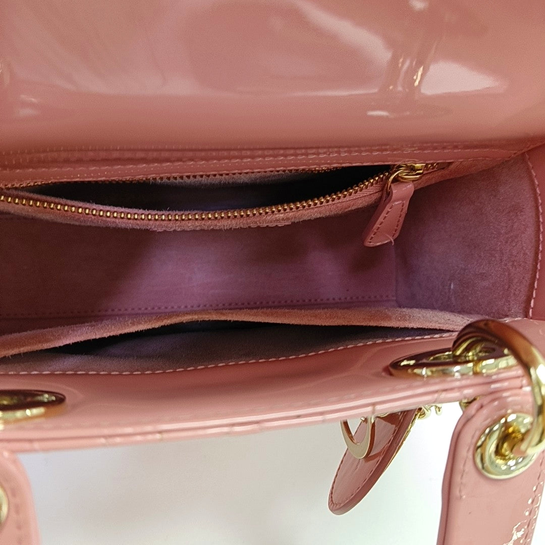Lady Dior Small Cannage Patent Leather Red