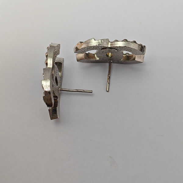 CC Logo Metal Silver Stud Earrings
