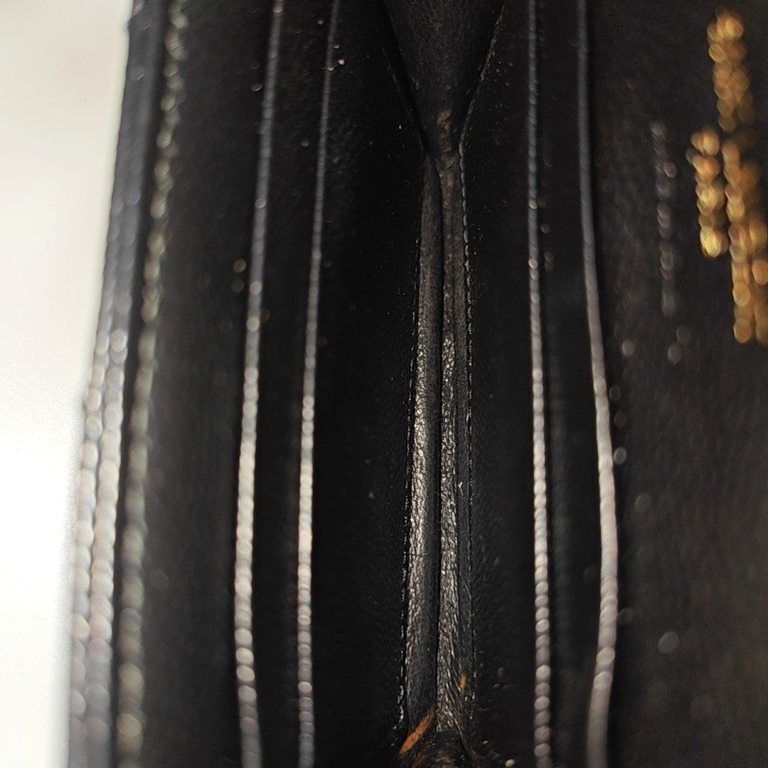 MONOGRAM Chevron Calfskin Black Card Holder