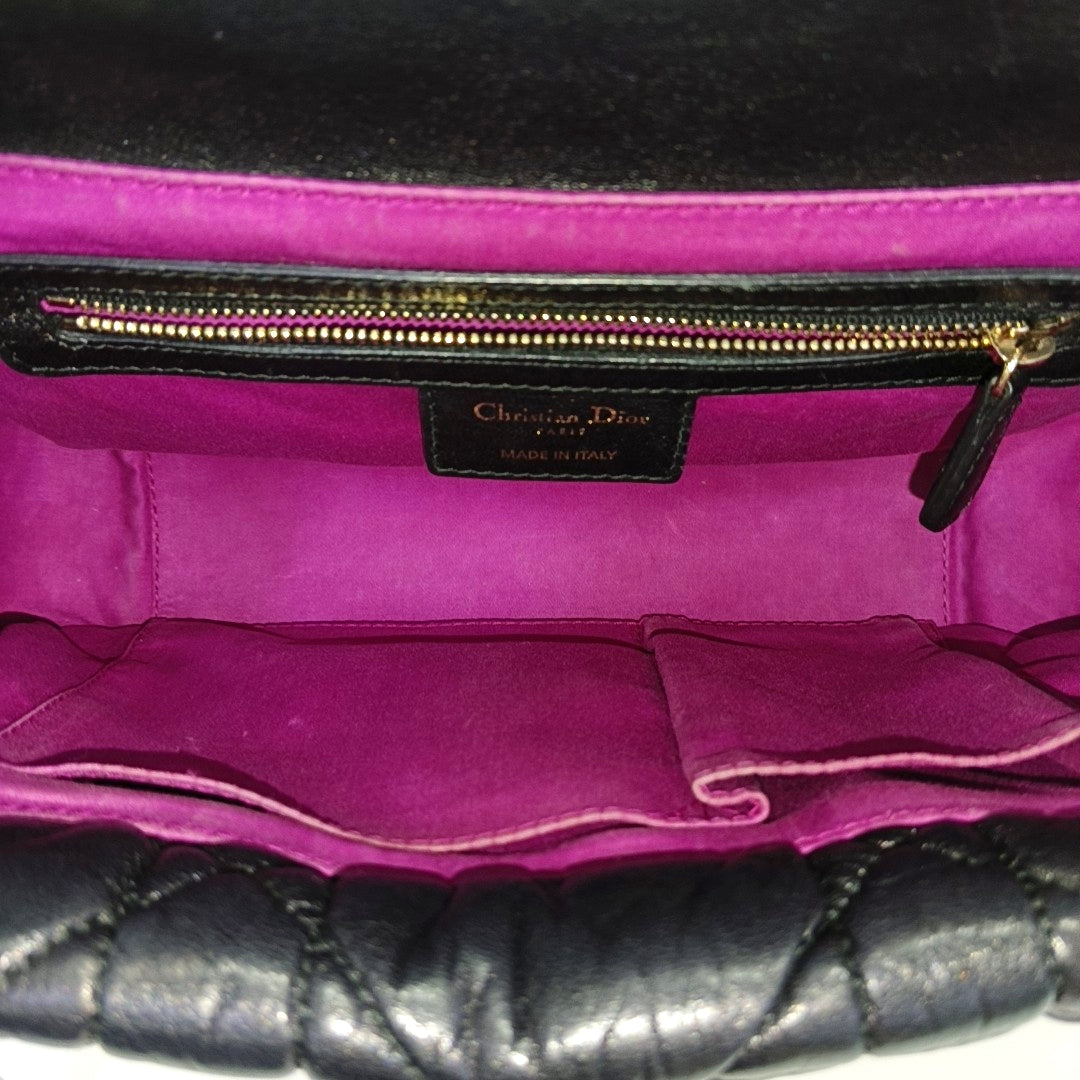 Cannage Lambskin Shoulder Bag Black