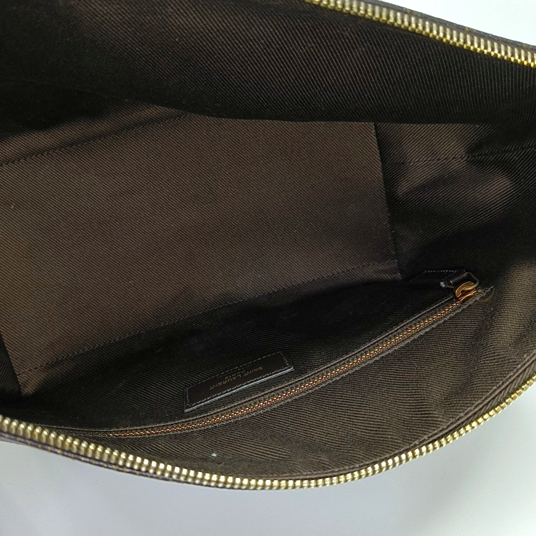 Coated Canvas Shoulder Bag Brown