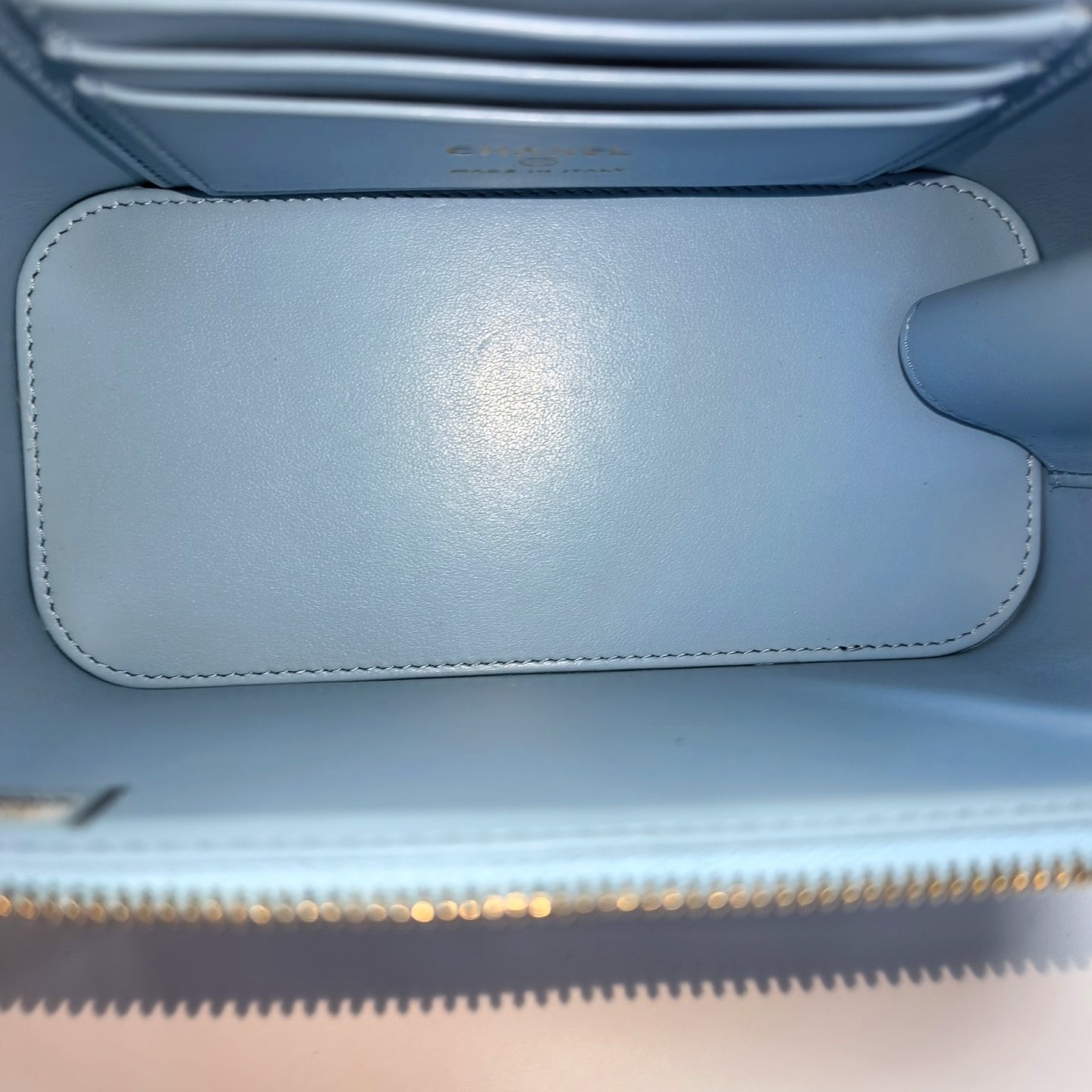 VANITY CASE Small Quilted Grained Calfskin Blue