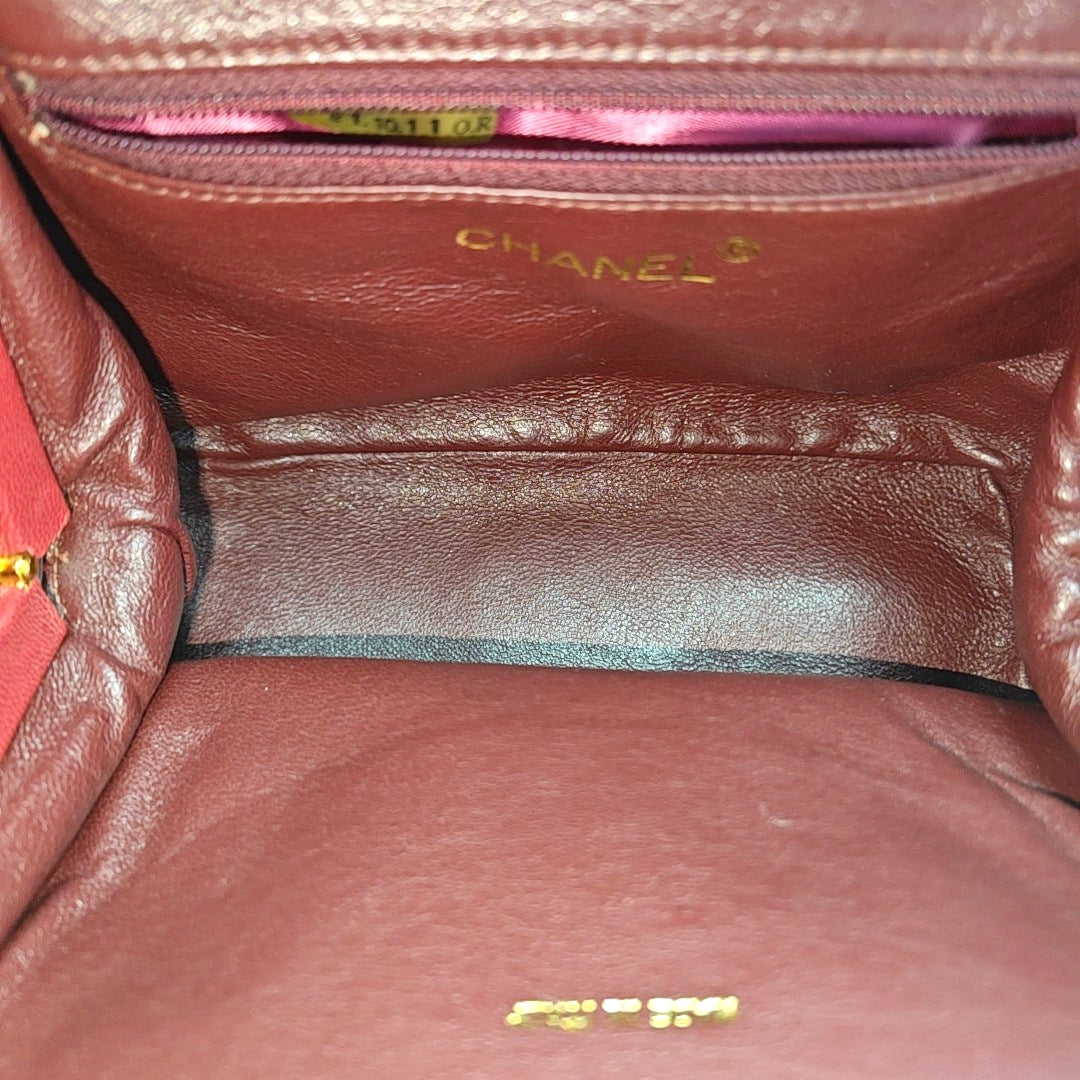 Quilted Suede Top Handle Bag Red