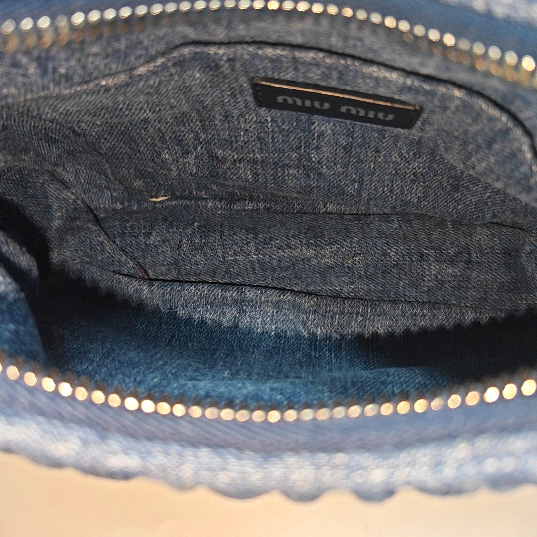 Quilted Denim Shoulder Bag Blue